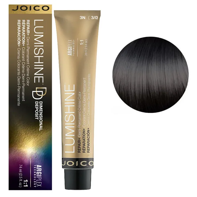 3N (3/0)  Деміперманентна крем-фарба без аміаку подвійної пігментаціїї, 74 мл Demi-Permanent Color Dimensional Deposit LumiShine  JOICO