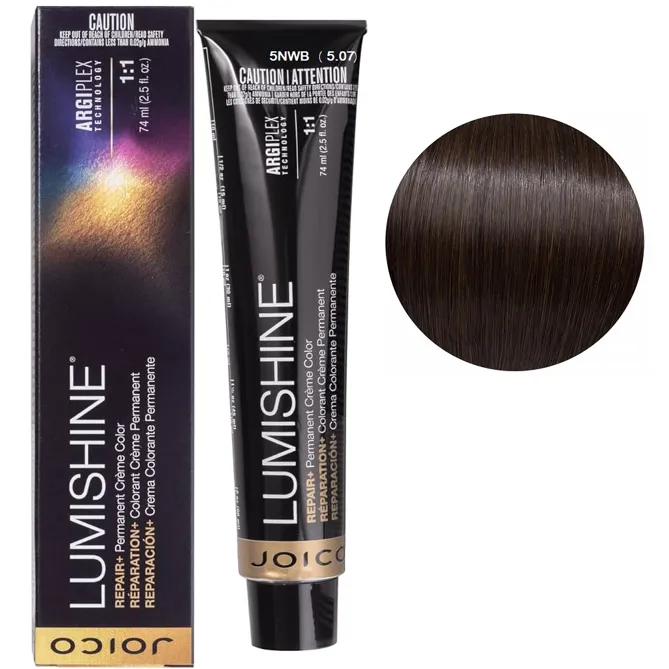 5NWB (5,07) Перманентна крем-фарба для волосся, 74 мл Permanent Creme Color Repair+ LumiShine JOICO