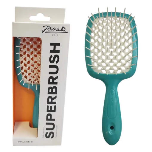 Щітка для волосся продувна ( колір: Бірюзовий з білою серединкою ) TURQUOISE WHITE Standart SUPERBRUSH Janeke