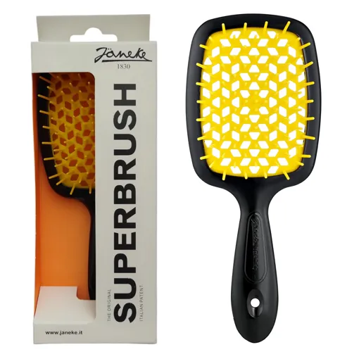 Щітка для волосся продувна ( колір: Чорний з жовтою серединкою ) BLACK YELLOW Standart SUPERBRUSH Janeke 