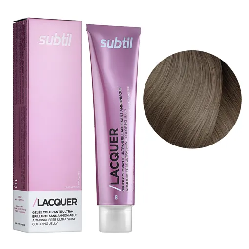 8 світлий блондин натуральний Безаміачна тонувальна гелева фарба на кислотній основі, 60 мл LACQUER SUBTIL