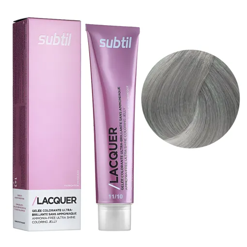 11/10 ультрасвітлий блондин сріблястий Безаміачна тонувальна гелева фарба на кислотній основі, 60 мл LACQUER SUBTIL
