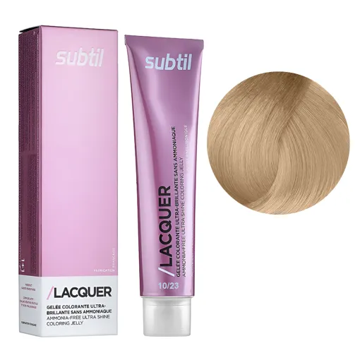 10/23 екстрасвітлий блондин переливчасто-золотистий Безаміачна тонувальна гелева фарба на кислотній основі, 60 мл LACQUER SUBTIL