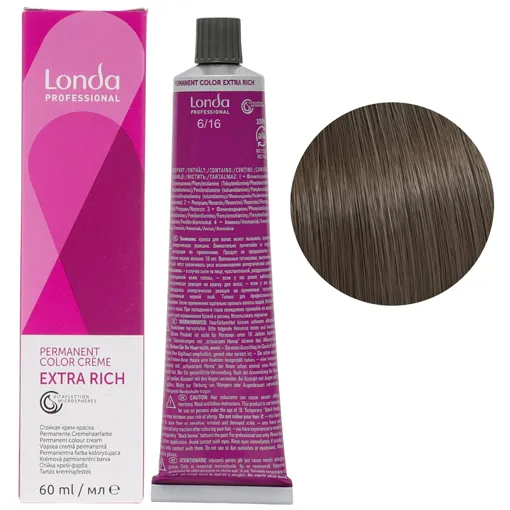 6/16 темний блондин попелясто-фіолетовий Стійка фарба для волосся, 60 мл Permanent Color Londa Professional
