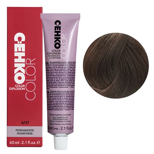 6/37 Темний блондин золотисто-коричневий Стійка перманентна крем-фарба для волосся, 60 мл Permament Hair Color EXPLOSION C:EHKO