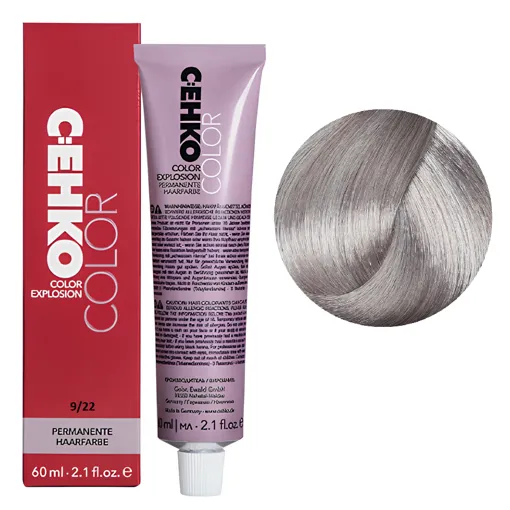 9/22 Дуже світлий блондин попелястий інтенсивний Стійка перманентна крем-фарба для волосся, 60 мл Permament Hair Color EXPLOSION C:EHKO