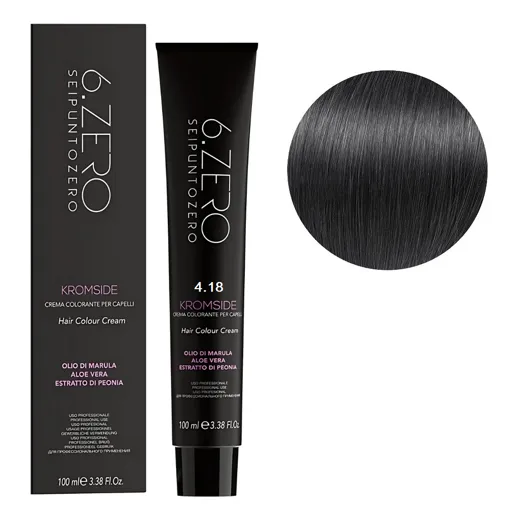 4/18 Крем-фарба для волосся стійка, 100мл  Hair Color Cream KROMSIDE 6.ZERO Seipuntozero