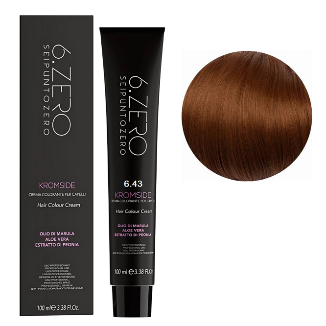 6/43 Крем-фарба для волосся стійка, 100мл  Hair Color Cream KROMSIDE 6.ZERO Seipuntozero