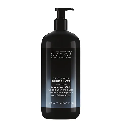 Шампунь зволожувальний з ефектом проти жовтизни, 500 мл Shampoo PURE SILVER Take Over 6.ZERO SEIPUNTOZERO