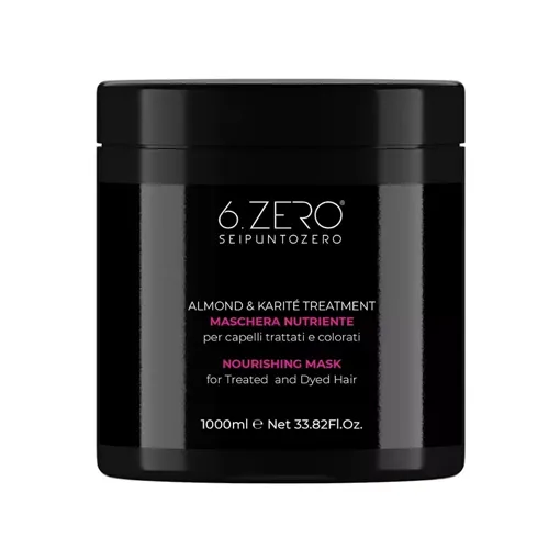 Маска живильна для фарбованого та пошкодженого волосся, 1000 мл Nourishing Mask ALMOND &amp; KARITE TREATMENT 6.ZERO SEIPUNTOZERO