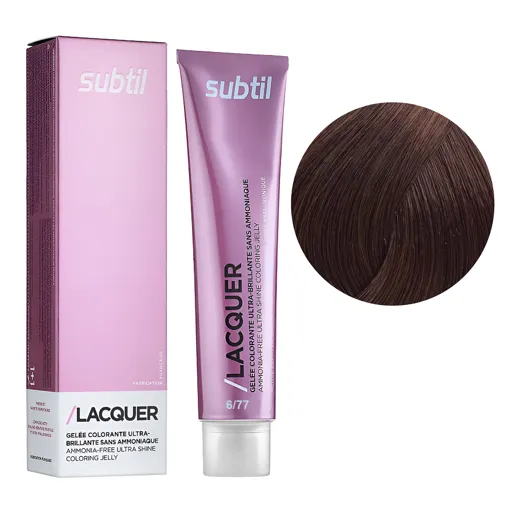 6/77 темний блондин інтенсивний коричневий Безаміачна тонувальна гелева фарба на кислотній основі, 60 мл LACQUER SUBTIL