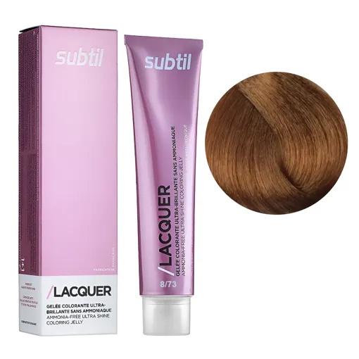8/73 світлий блондин коричнево-золотистий Безаміачна тонувальна гелева фарба на кислотній основі, 60 мл LACQUER SUBTIL