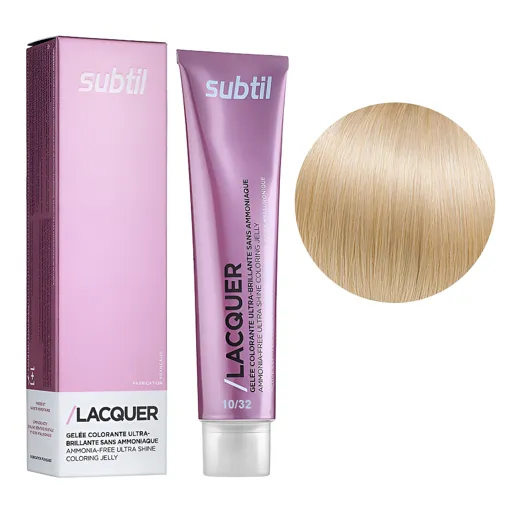 10/32 екстрасвітлий блондин золотисто-переливчастий Безаміачна тонувальна гелева фарба на кислотній основі, 60 мл LACQUER SUBTIL