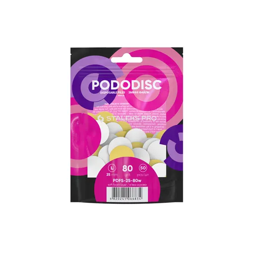 Змінні файли БІЛІ для педикюрного диска на м`якій основі 80 грит EXPERT PODODISC &quot;L&quot; (50 шт) PDFS-25-80w STALEKS PRO