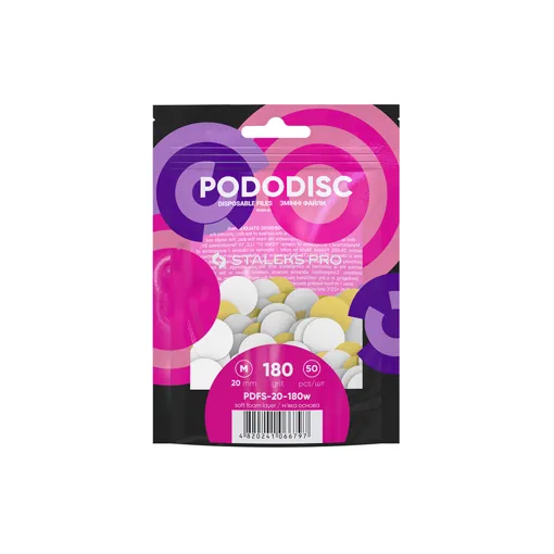 Змінні файли БІЛІ для педикюрного диска на м`якій основі 180 грит EXPERT PODODISC &quot;M&quot; (50 шт) PDFS-20-180w STALEKS PRO