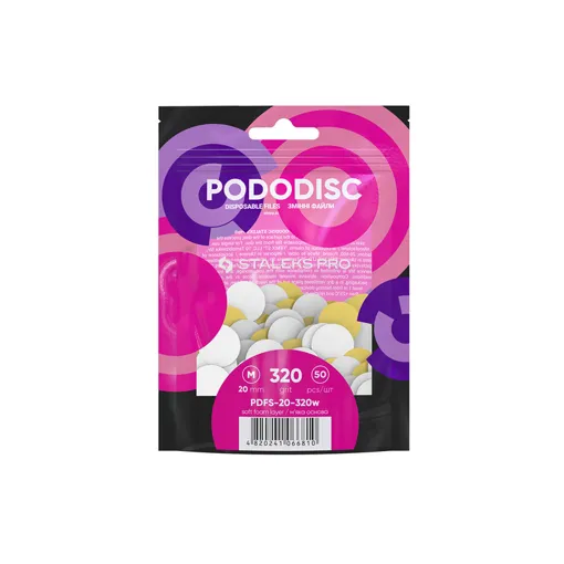 Змінні файли БІЛІ для педикюрного диска на м`якій основі 320 грит EXPERT PODODISC &quot;M&quot; (50 шт) PDFS-20-320w STALEKS PRO