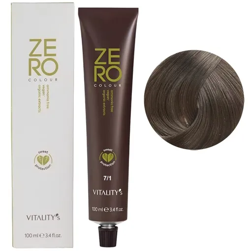 7/1 блондин попелястий Крем-фарба для волосся без аміаку, 100 мл ZERO VEGAN Vitality`s