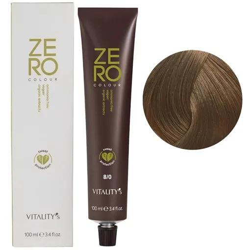 8/0 світлий блондин натуральний Крем-фарба для волосся без аміаку, 100 мл ZERO VEGAN Vitality`s