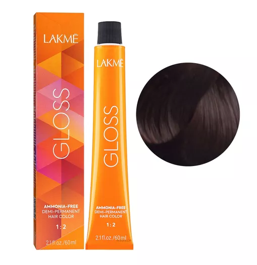 5/44 Світло-каштановий мідний яскравий Фарба для тонування волосся без аміаку, 60мл Demi-permanent Hair Color GLOSS LAKME