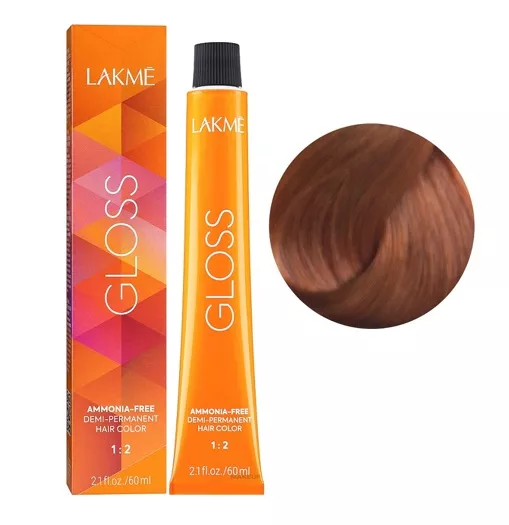 7/44 Середній блондин мідний яскравий Фарба для тонування волосся без аміаку, 60мл Demi-permanent Hair Color GLOSS LAKME