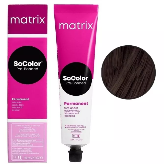 4MA шатен мокка попелястий Крем-фарба для волосся 90мл SoColor Pre-Bonded MATRIX
