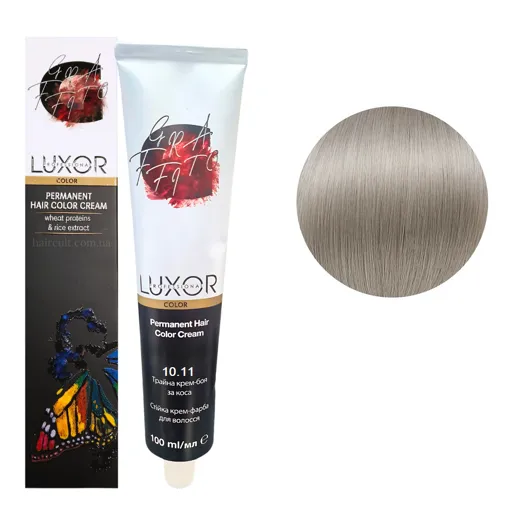 10/11 Платиновий блондин попелястий інтенсивний Стійка крем-фарба для волосся, 100мл  Permanent Hair Color Cream LUXOR Professional 