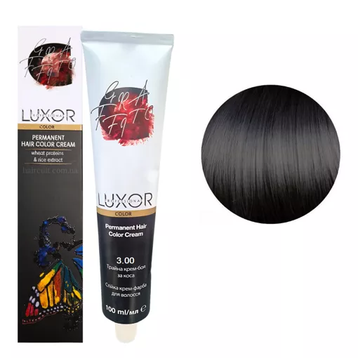 3/00 Темний коричневий натуральний інтенсивний Стійка крем-фарба для волосся, 100мл  Permanent Hair Color Cream LUXOR Professional 