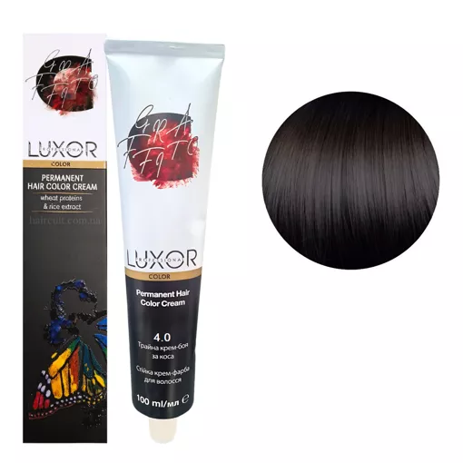 4/0 Коричневий натуральний Стійка крем-фарба для волосся, 100мл  Permanent Hair Color Cream LUXOR Professional 