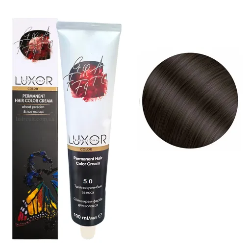 5/0 Світлий коричневий Стійка крем-фарба для волосся, 100мл  Permanent Hair Color Cream LUXOR Professional 