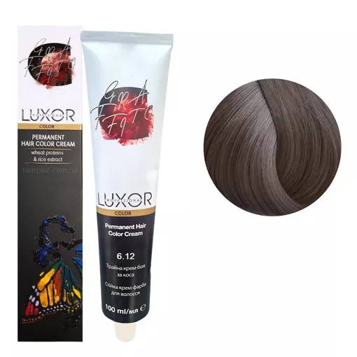 6/12 Темний блондин попелястий фіолетовий  Стійка крем-фарба для волосся, 100мл  Permanent Hair Color Cream LUXOR Professional 