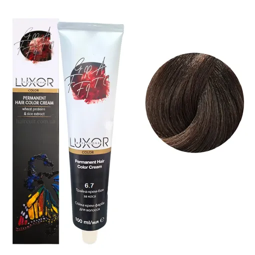 6/7 Темний блондин шоколадний  Стійка крем-фарба для волосся, 100мл  Permanent Hair Color Cream LUXOR Professional 
