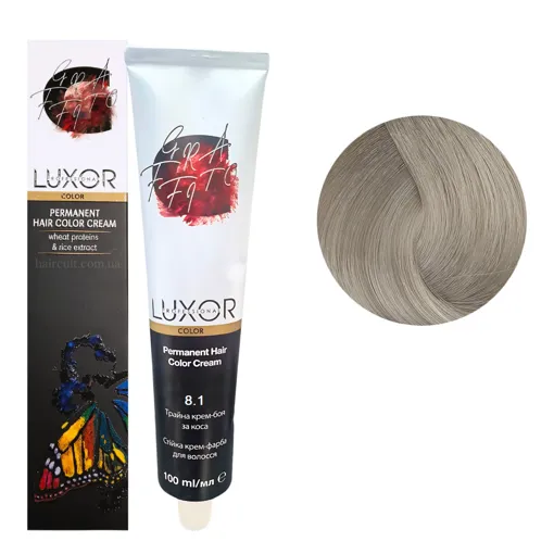 8/1 Світлий блондин попелястий  Стійка крем-фарба для волосся, 100мл  Permanent Hair Color Cream LUXOR Professional 