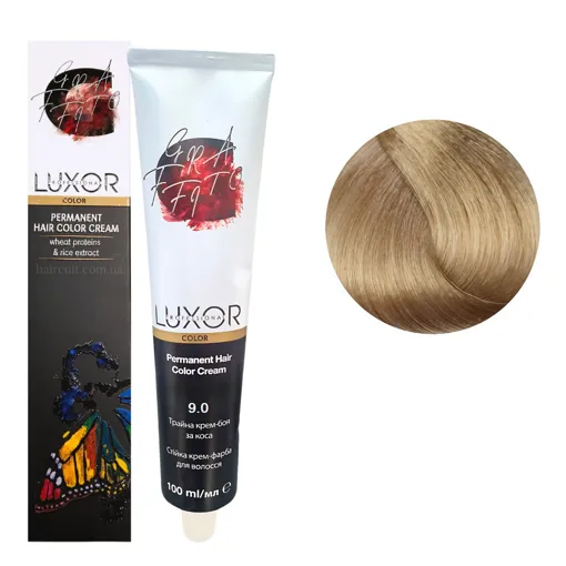 9/0 Дуже світлий блондин натуральний  Стійка крем-фарба для волосся, 100мл  Permanent Hair Color Cream LUXOR Professional 