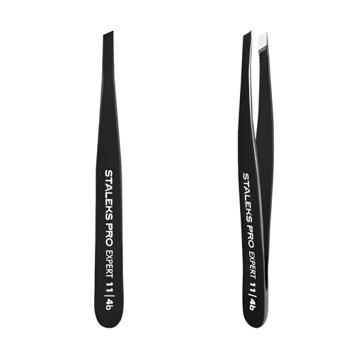 Пінцет для брів &quot;ЧОРНИЙ&quot; EXPERT 11 TYPE 4b (вузький скошений) TE-11/4b STALEKS PRO