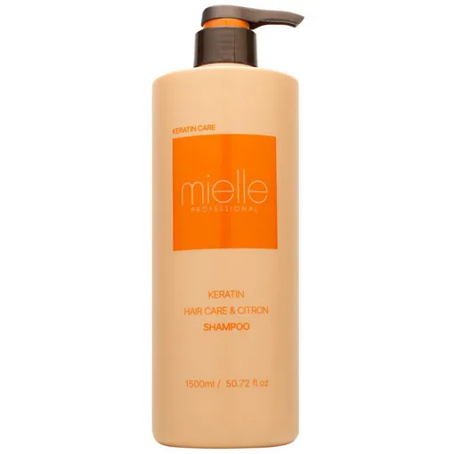 Шампунь відновлювальний для пошкодженого волосся з кератином, 1500 мл Keratin Hair Care &amp; Citron Shampoo Keratin Care MIELLE Professional