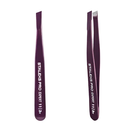 Пінцет для брів &quot;ФІОЛЕТОВИЙ&quot; EXPERT 11 TYPE 3v (широкий скошений) TE-11/3v STALEKS PRO