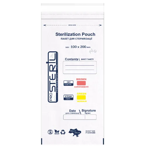 Крафт-пакет для стерилізації, розмір: 100*200, колір: Білий, 100 шт ProSteril 