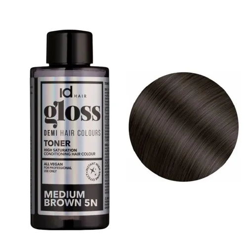 5N (5/0) Medium Brown Деміперманентна рідка фарба для волосся без аміаку, 75 мл Demi Hair Colours TONER GLOSS ID Hair