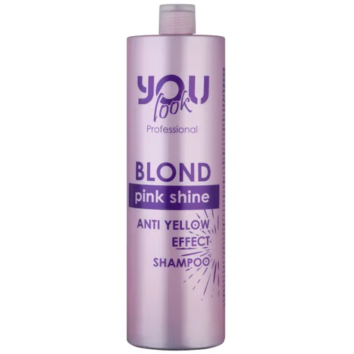 Шампунь з рожевим пігментом для нейтралізації жовто-помаранчових відтінків волосся, 1000 мл SHAMPOO Pink Shine BLOND You look Professional