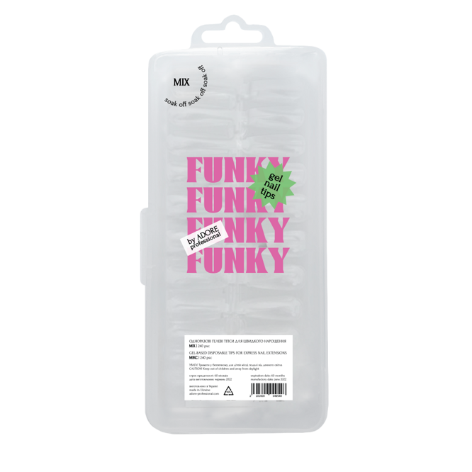 ADORE Funky Gel Nail Tips 240pcs &quot;MIX&quot;  Гелеві тіпси Мікс