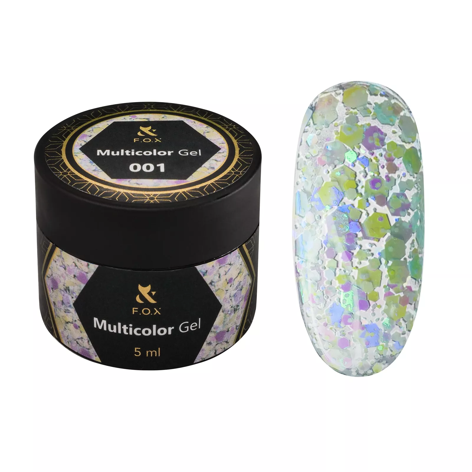 F.O.X Multicolor  Gel Глітер-гель 5мл №001 
