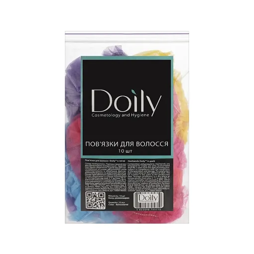 Пов`язка косметична одноразова для волосся (10 шт/пач) зі спанбонду, колір: РІЗНОКОЛЬОРОВІ Doily