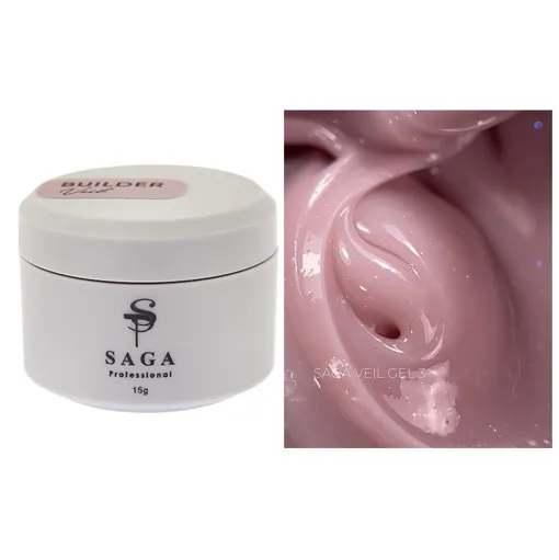 Гель для нарощування на укріплення нігтів камуфлюючий, 15 мл №03 Veil Builder Gel SAGA Professional