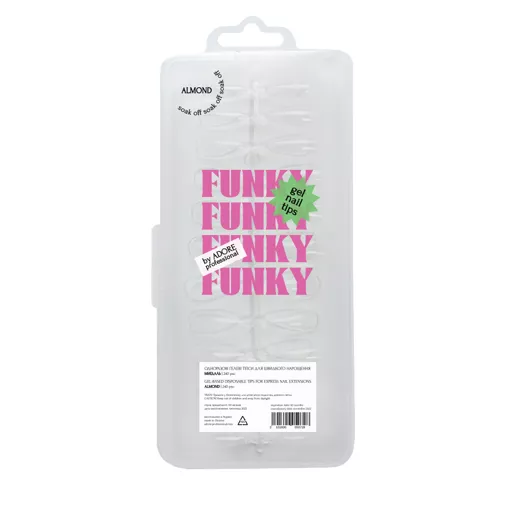 ADORE Funky Gel Nail Tips 240pcs &quot;SHORT ALMOND&quot;  Гелеві тіпси Мигдаль
