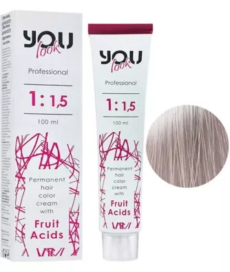 12/21 суперосвітлювальний блондин перламутрово-попелястий Крем-фарба стійка з фруктовими кислотами, 100 мл You look Professional