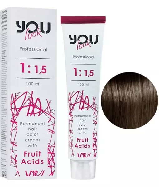 6/11 темний блондин інтенсивний попелястий Крем-фарба стійка з фруктовими кислотами, 100 мл You look Professional