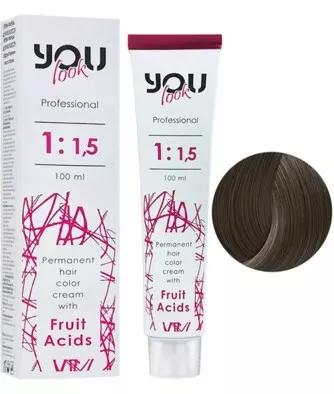 7/71 блондин коричневий попелястий Крем-фарба стійка з фруктовими кислотами, 100 мл You look Professional