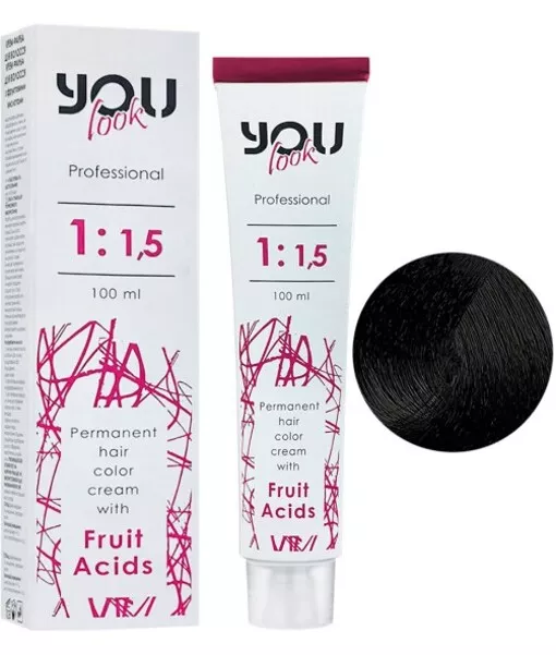 1 чорний Крем-фарба стійка з фруктовими кислотами, 100 мл You look Professional
