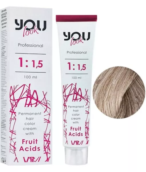 10/72 екстрасвітлий блондин каштаново-перламутровий Крем-фарба стійка з фруктовими кислотами, 100 мл You look Professional
