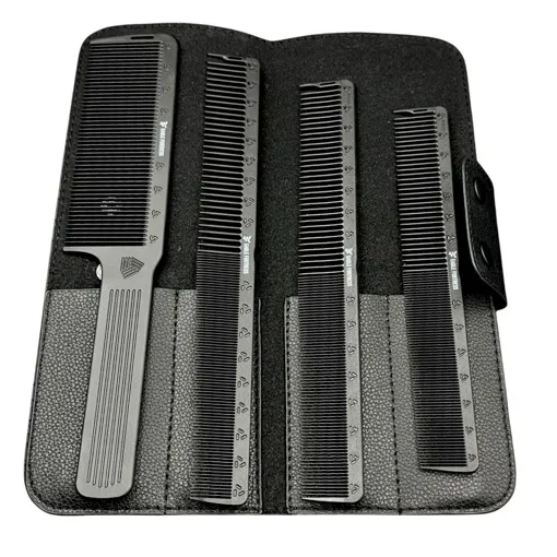 Набір карбонових гребінців для барберів "Eagle Fortress" (4 шт + чохол) JF012 PROLine